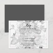  zwarte grijs en witte RSVP Kaartje (Voorkant / Achterkant)