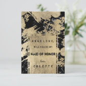 Zwarte grijs gouden waterverf splatters gemaakt va kaart (Staand voorkant)