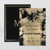 Zwarte grijs gouden waterverf splatters gemaakt va kaart (Voorkant / Achterkant)