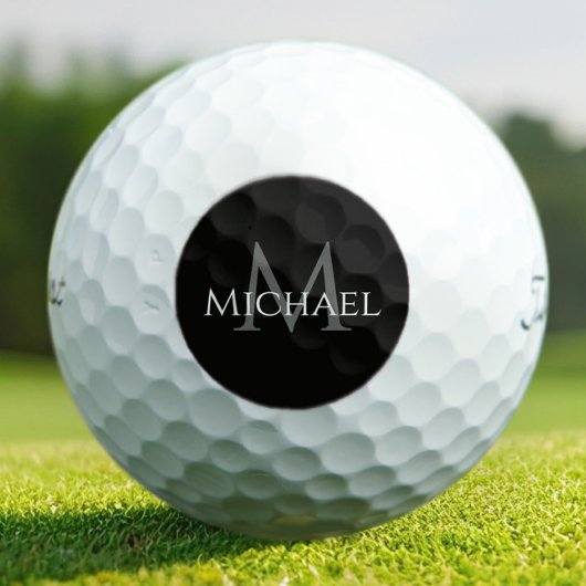 Zwarte grijze aangepaste monogram naam initiaal golfballen