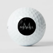 Zwarte grijze aangepaste monogram naam initiaal golfballen (Voorkant)