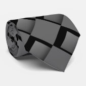 Zwarte Grijze Artsty Abstracte Print Neckschouderb Stropdas (Opgerold)