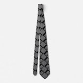 Zwarte Grijze Artsty Abstracte Print Neckschouderb Stropdas (Achterkant)