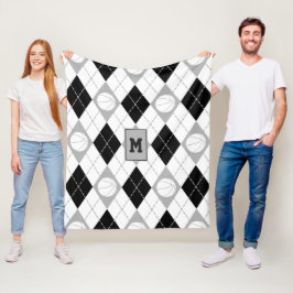 zwarte grijze basketbalteamkleuren argyle fleece deken