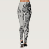  zwarte/grijze bloemen Leggings (Achterkant)