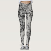  zwarte/grijze bloemen Leggings (Voorkant)