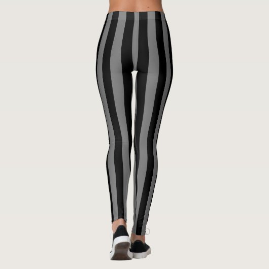 Zwarte grijze brede verticale streep leggings (Achterkant)