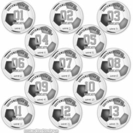 zwarte grijze cadeautjes voor voetbalclubs van 13 sticker