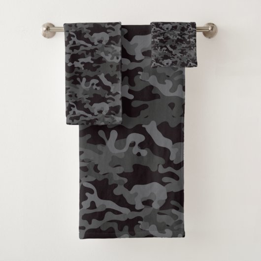 Zwarte & grijze CAMO Bad Handdoek (Insitu)