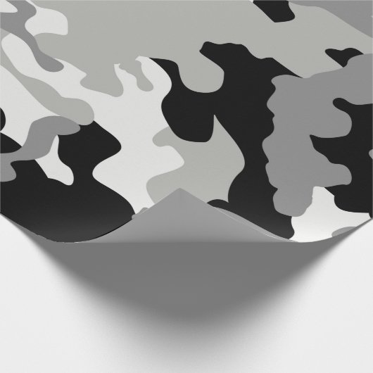 Zwarte & grijze Camo Cadeaupapier (Hoek)