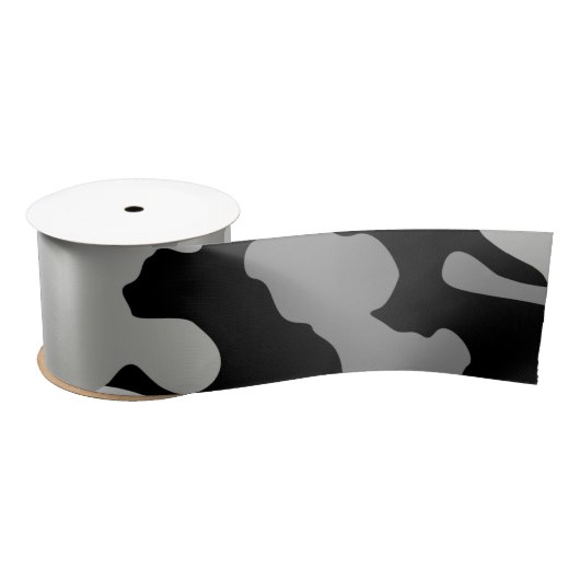 Zwarte & grijze Camo  Satijnen Lint (Spoel)