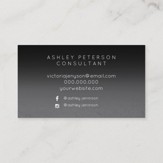 Zwarte grijze cementombre minimale typografie visitekaartje (Achterkant)