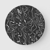 Zwarte, grijze damascus abstracte zeugen ronde klok (Voorkant)