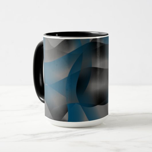 Zwarte grijze en blauwe rimpels, met gradiëntdelen mok (Voorkant links)
