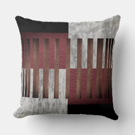Zwarte, grijze en rode geometrische strips kussen