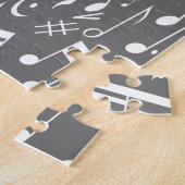 Zwarte grijze en witte muzieknoten legpuzzel (Zijkant)