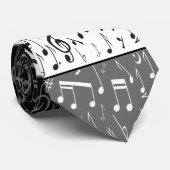 Zwarte grijze en witte muzieknoten stropdas (Opgerold)