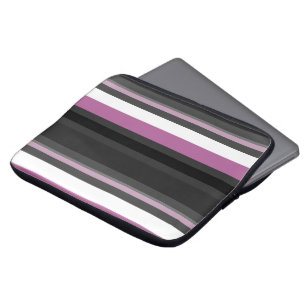 Zwarte, grijze en witte strepen laptop sleeve