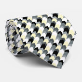 Zwarte, grijze, gele chevron-stropdas stropdas (Opgerold)