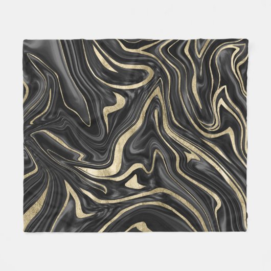 Zwarte Grijze Goud Marmer #1 Fleece Deken (Voorkant (Horizontaal))