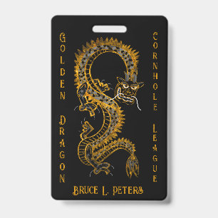 Zwarte Grijze Gouden Draak Cornhole League Lidmaat Badge