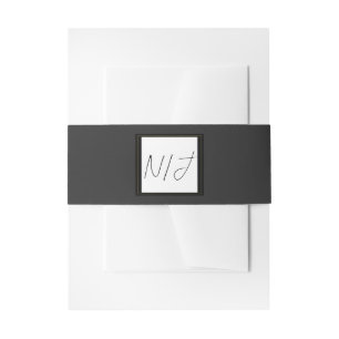 Zwarte Grijze Gouden Moderne Minimalistische Elega Uitnodigingen Wikkel