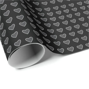 Zwarte Grijze Hartjes Liefde Cadeaupapier