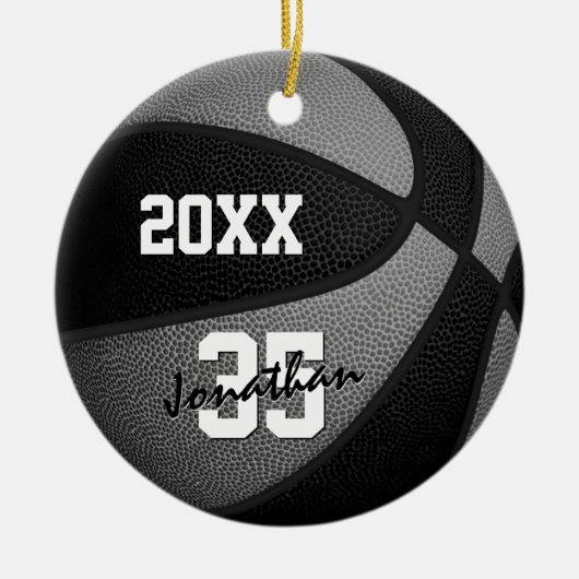 zwarte grijze jongens mannen basketbal keramisch ornament (Voorkant)