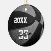 zwarte grijze jongens mannen basketbal keramisch ornament (Links)