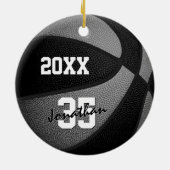 zwarte grijze jongens mannen basketbal keramisch ornament (Achterkant)