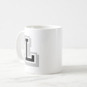 zwarte grijze letter L Koffiemok (Voorkant links)