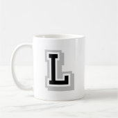 zwarte grijze letter L Koffiemok (Links)