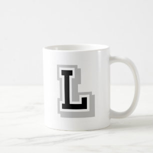 zwarte grijze letter L Koffiemok