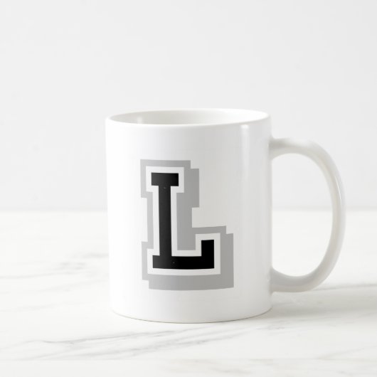 zwarte grijze letter L Koffiemok (Rechts)