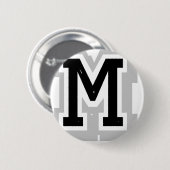 zwarte grijze letter M Ronde Button 5,7 Cm (Voorkant /achterkant)