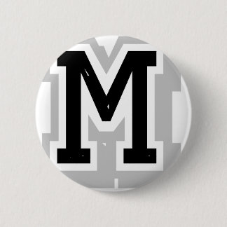 zwarte grijze letter M Ronde Button 5,7 Cm