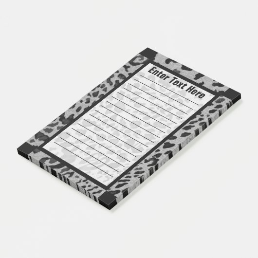 "Zwarte & grijze luipaard" 4x6 LINED Post-it® Notes (Schuin)