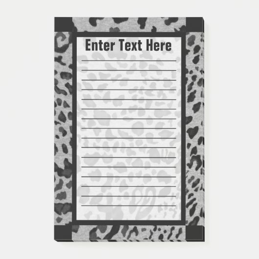 "Zwarte & grijze luipaard" 4x6 LINED Post-it® Notes (Voorkant)