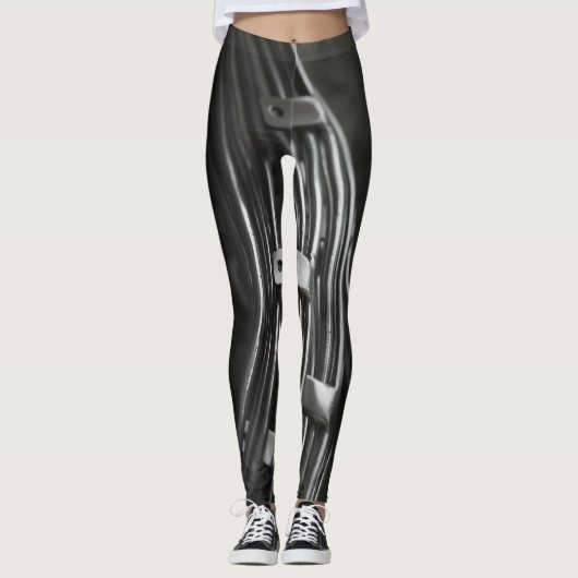 zwarte grijze metallische industrie leggings (Voorkant)