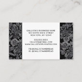 Zwarte Grijze Monochrome Waterverf Floral Leaves Klantenkaartje (Achterkant)