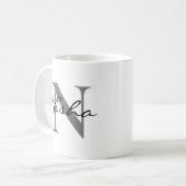 Zwarte Grijze Monogram Naam Koffiemok (Voorkant links)