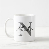 Zwarte Grijze Monogram Naam Koffiemok (Links)