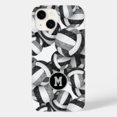 Zwarte grijze monogrammen volleybal meisjes Case-Mate iPhone case (Achterkant)