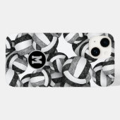 Zwarte grijze monogrammen volleybal meisjes Case-Mate iPhone case (Achterkant (horizontaal))