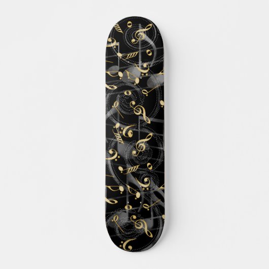 Zwarte grijze muzieknoten skateboarddek skateboard (Voorkant)