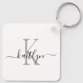 Zwarte grijze naam initiaal monogram sleutelhanger (Achterkant)