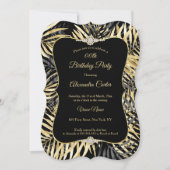 Zwarte Grijze Palms Diamond Birthday Party Kaart (Voorkant)