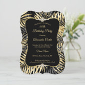 Zwarte Grijze Palms Diamond Birthday Party Kaart (Staand voorkant)