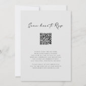 Zwarte grijze QR-code RSVP Botanische monogram bru Kaart (Achterkant)