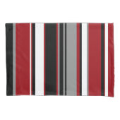 Zwarte, grijze rode en witte strepen kussensloop (Voorkant)